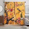 2pcs Yellow Bird Curtains Floral Tree Branch Window Drapes Chinese Chinoiserie Botanical Decor Living Room Bedroom