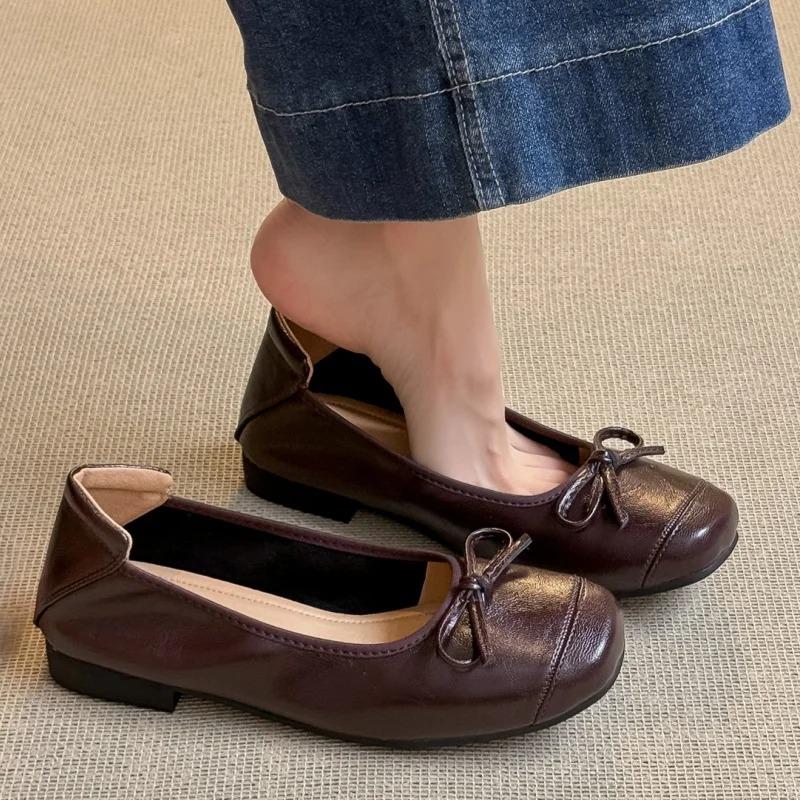 Spring Autumn Bow Women Flats Shoes Mary Janes Designer Trend New Loafers Outside Temperament Women Shoes Zapatillas