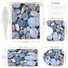 4Pcs Bathroom Shower Curtain Set  Colorful Pebble Pattern Bathroom Curtain With 12 Hooks Non Slip Rugs Toilet Cover Mat Bathroom Partition