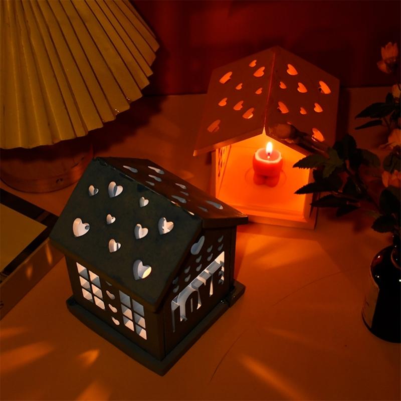 Valentins Day Silicone House Ornament Making Mold for Candle and Night Lights with Heart and House Designs