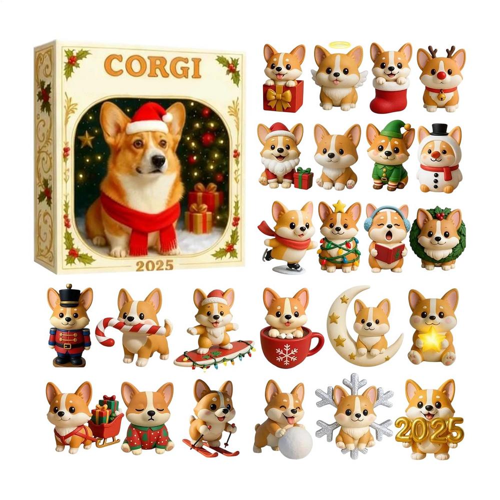 

Christmas Countdown 2D Acrylic Dog Decoration Keychain 24 Days Christmas Countdown Figures for Holiday Seasonal Halloween L