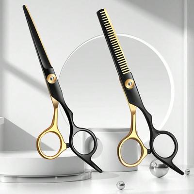 1 Piece Of Diagonal Tail Black Gold Hair Clippers, Pet Scissors, Bangs, Teeth, Flat Scissors