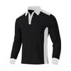 Men's Waffle Knit Color Block Long Sleeve Polo Shirt