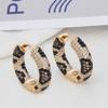 Gold-Plated Leopard Print Zircon Hoop Earrings: Fashionable European & American Style Multi-Design Studs