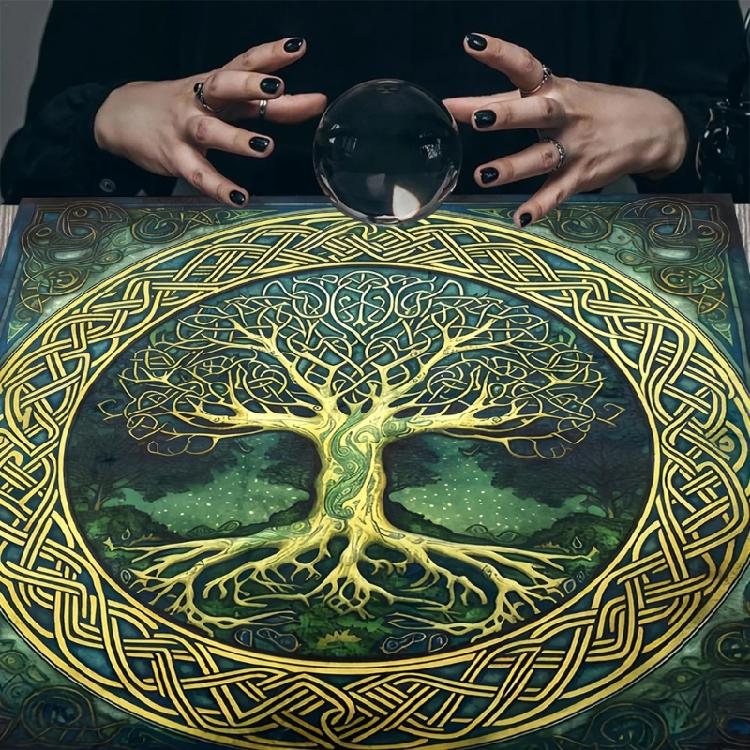 Tree Pattern Astrology Tablecloth Altars Cloth Square Divinations Card Table Cloth Witchcrafts Deck Cloth Enduring
