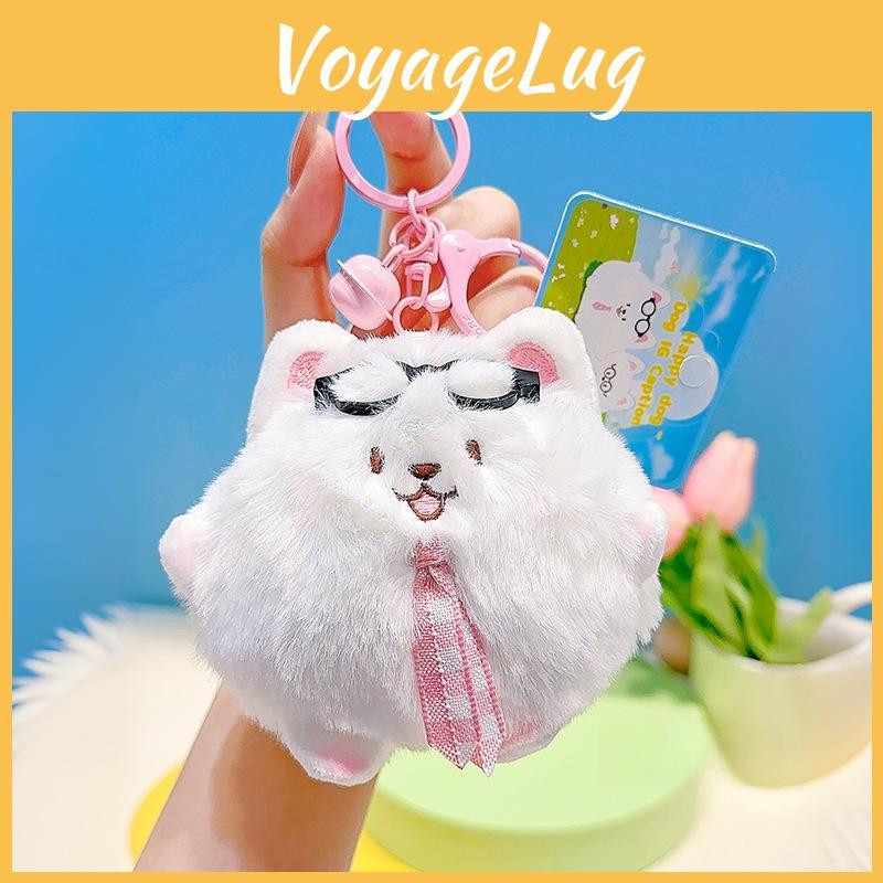 Plush Cartoon Samoyed Keyring With Magnetic Closure For Backpack And Holder Key