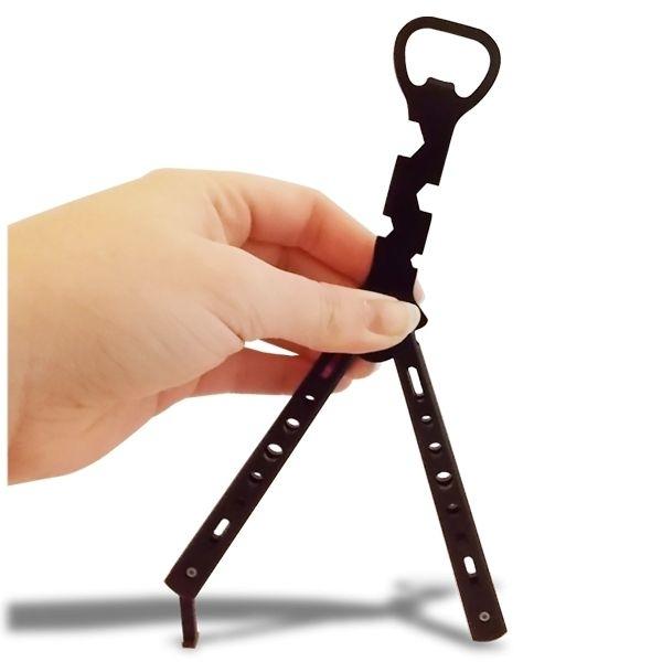 Décapsuleur en forme de couteau papillon noir