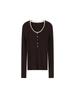 Elegant 60s Count Wool Round Neck Slimming Sweater - Women's Spring/Autumn Style, Faux Two-Piece Design