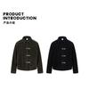 Unisex Vintage Suede-Style Cropped Jacket With Patchwork Detail Loose Fit Outerwear