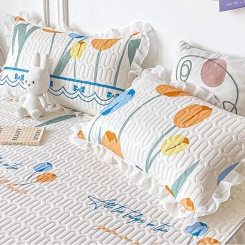 Cool Feeling Mattress Bed Skirt Bed Cover Summer Machine Washable Ice Silk Pad Household Air Conditioning Anti Slip Bed Cover
