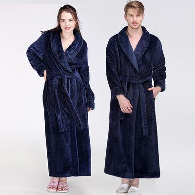 Thickened Warm Robe Dress Casual Pajamas Unisex Home Dressing Gown Nightgown Winter Couple Flannel Kimono Bathrobe