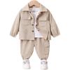 Beige Children's Autumn/Winter Suit: Stylish Baby Boy Long-Sleeve Jacket and Trousers Combo
