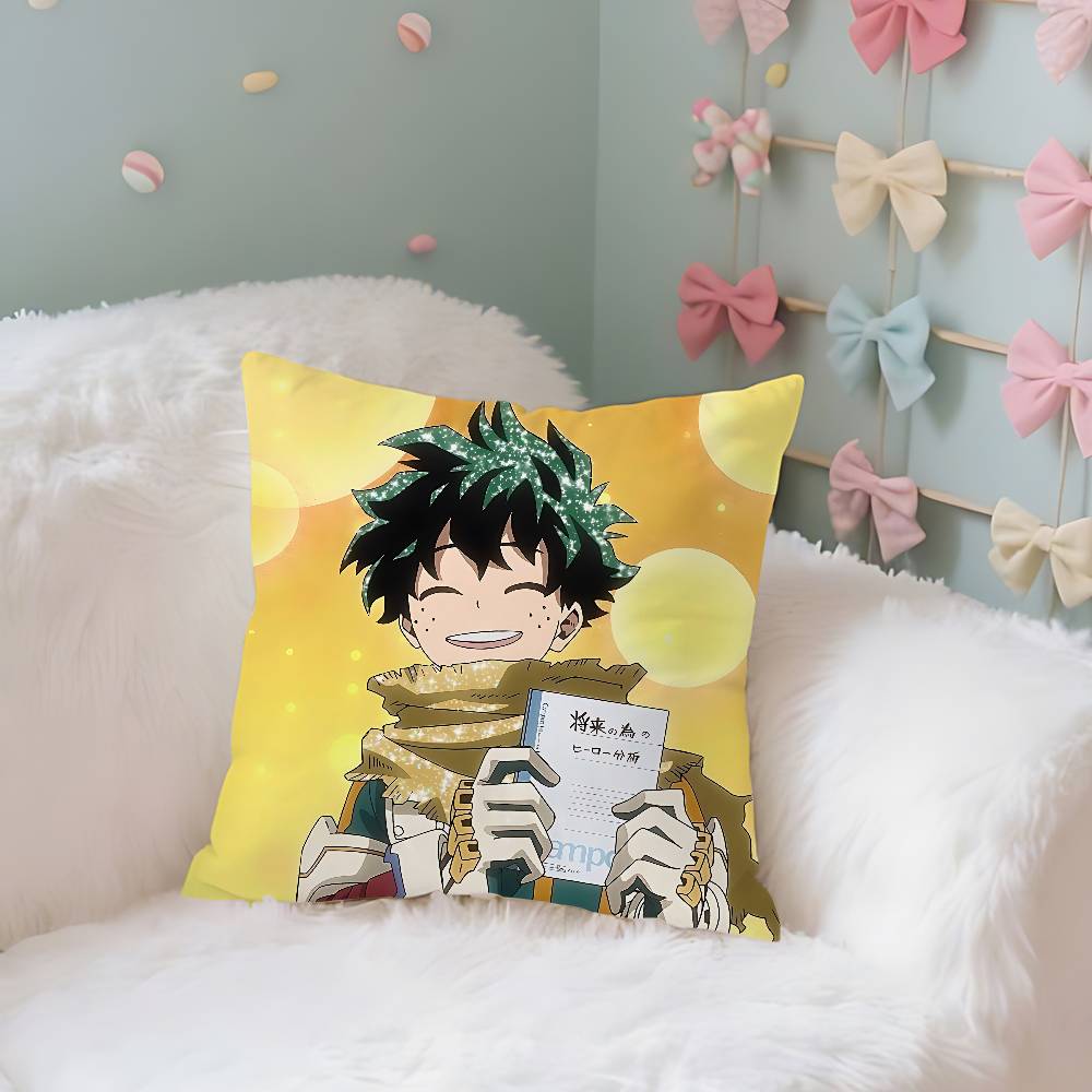 Anime Cute L-Izuku Midoriya Pillow Case Cushion Cover Soft Cute Throw Pillow Case For Car Sofa Pillowcase Polyester With Zipper