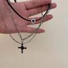 Statement Gothic Crosses Necklace Vintage Punk Crosses Necklace with Multi Layer Chains for Fashion Enthusiasts