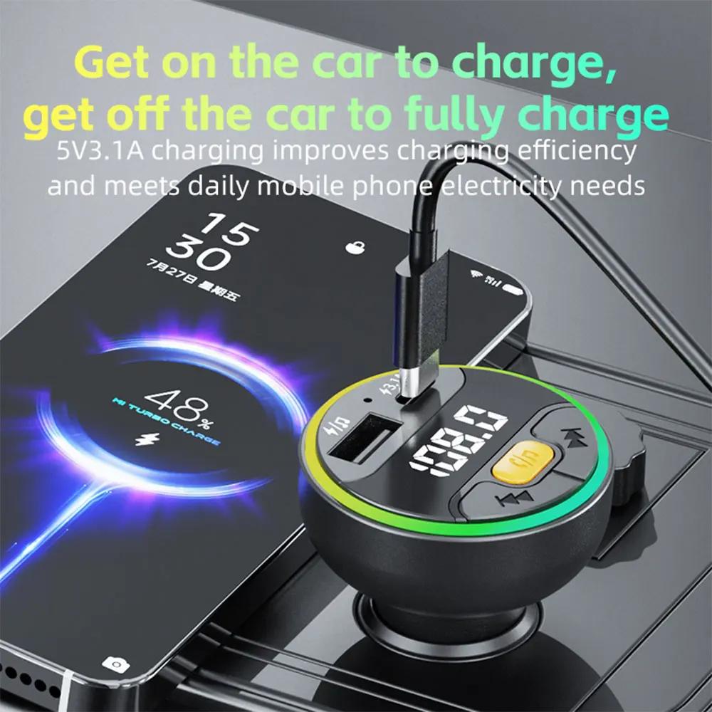 Bluetooth 5.3 FM Transmitter Car Adapter Wireless Handsfree Car Kit USB PD Fast Charger MP3 Player Auto Radio Modulator Accessor