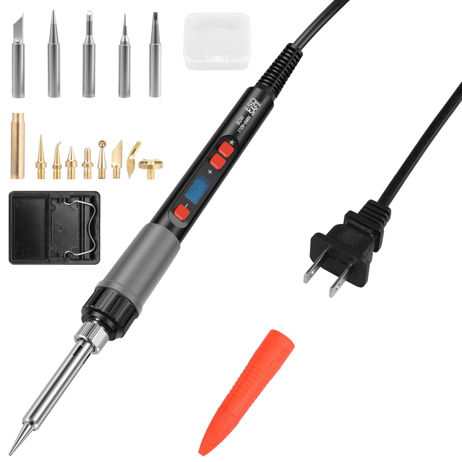 

16 in 1 Multifunction Electric Soldering Iron Tool 80W Soldering Iron Set Adjustable Temperature LCD Solder Welding Repair Tool US PLUG чорний