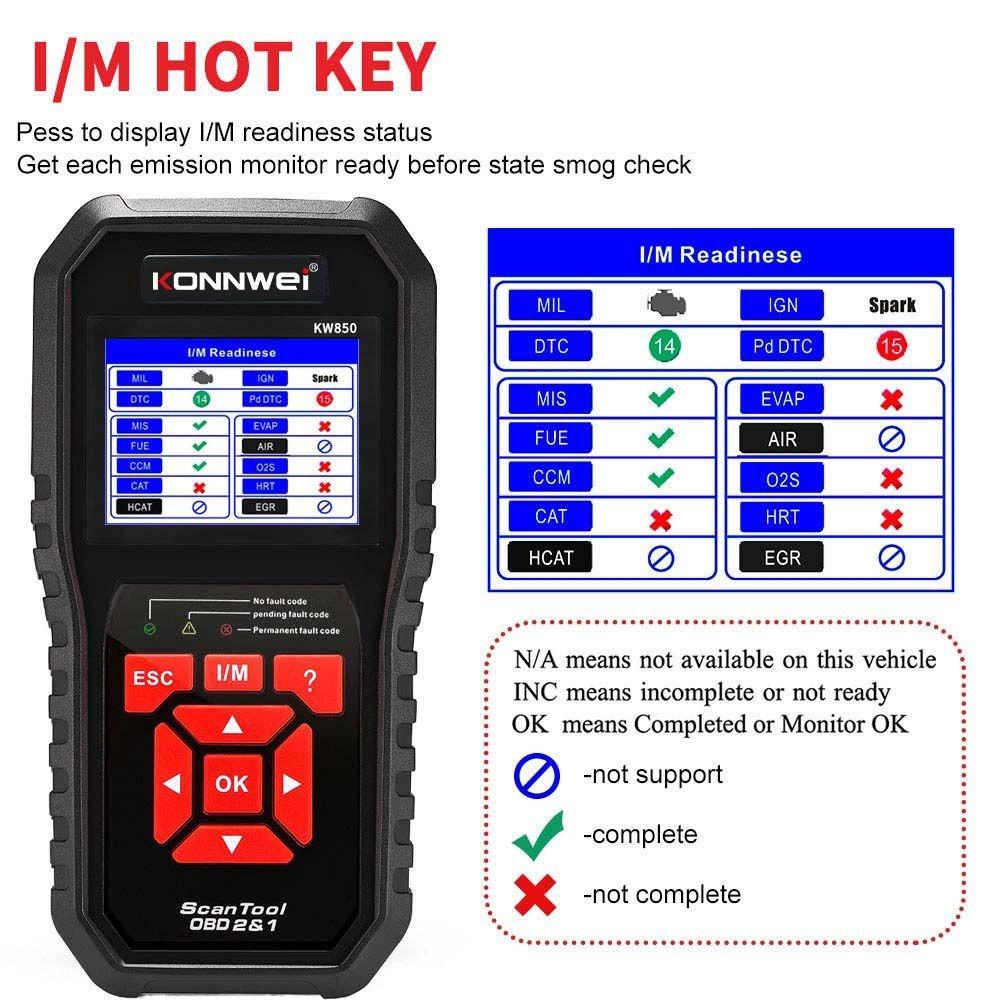 KONNWEI KW850 Car OBD2 Scanner Professional Car Diagnostic Scanner Tools OBD 2 Check Engine Check Automotive Code Reader