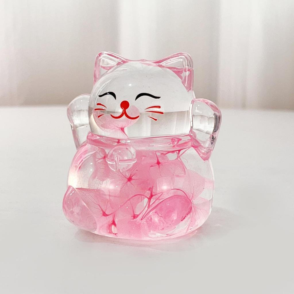 Luminous Glitter Lucky Cat Desktop Figurine with Flowing Sand