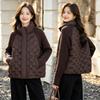 Loose stand-up collar knitted splicing cotton-padded clothes women's short light and warm fashion cotton-padded jacket jacket small cotton-pad