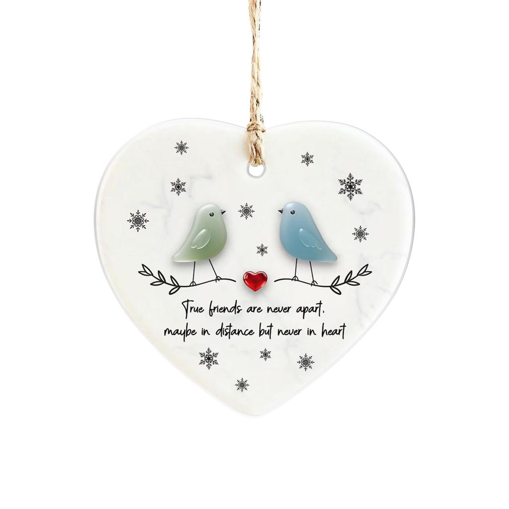 2d Acrylic Heart Shaped Sea Glass Friendship Decor,Friendship Heart Keepsake,Friendship Heart Ornament For Tree Hanging Ornaments,