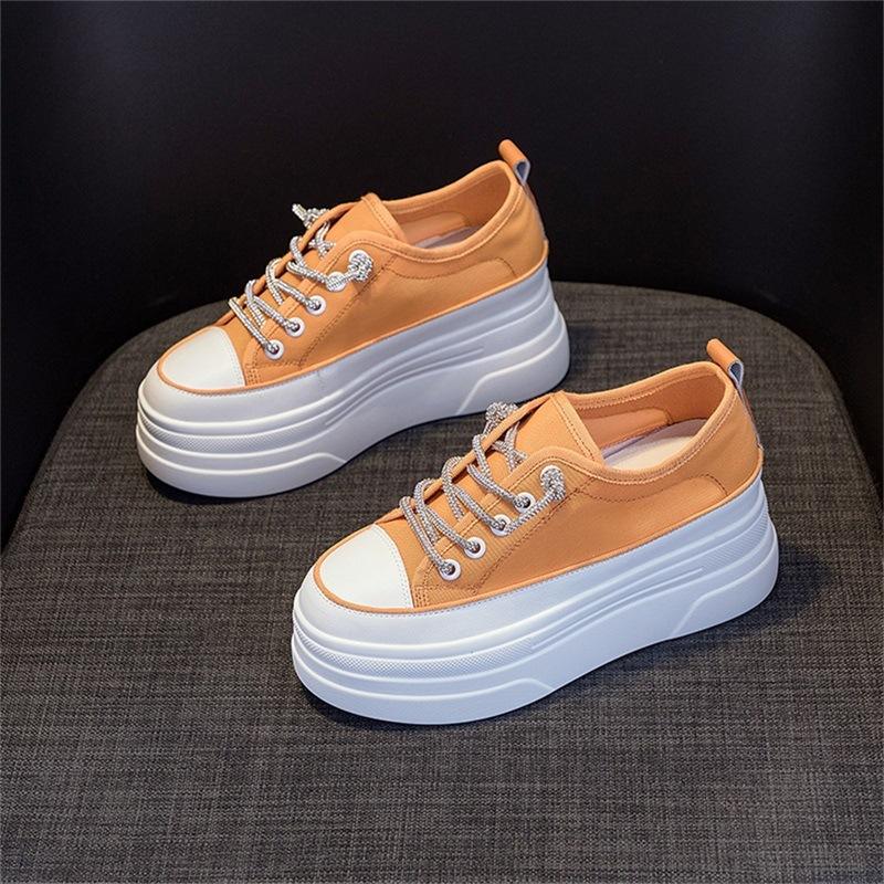 Thick-soled Little White Shoes Women's Tide Summer Versatile Ice Silk Mesh Casual Board Shoes Muffin Inner Height-increasing Women's Shoes