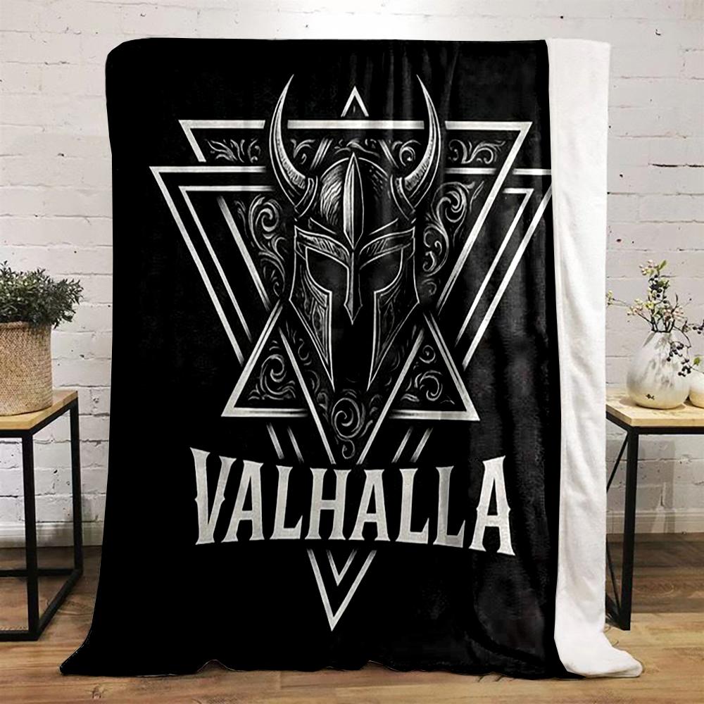Viking Helmet Valhalla Design - printed Flannel blanket for bedroom, living room, sofa, and nap