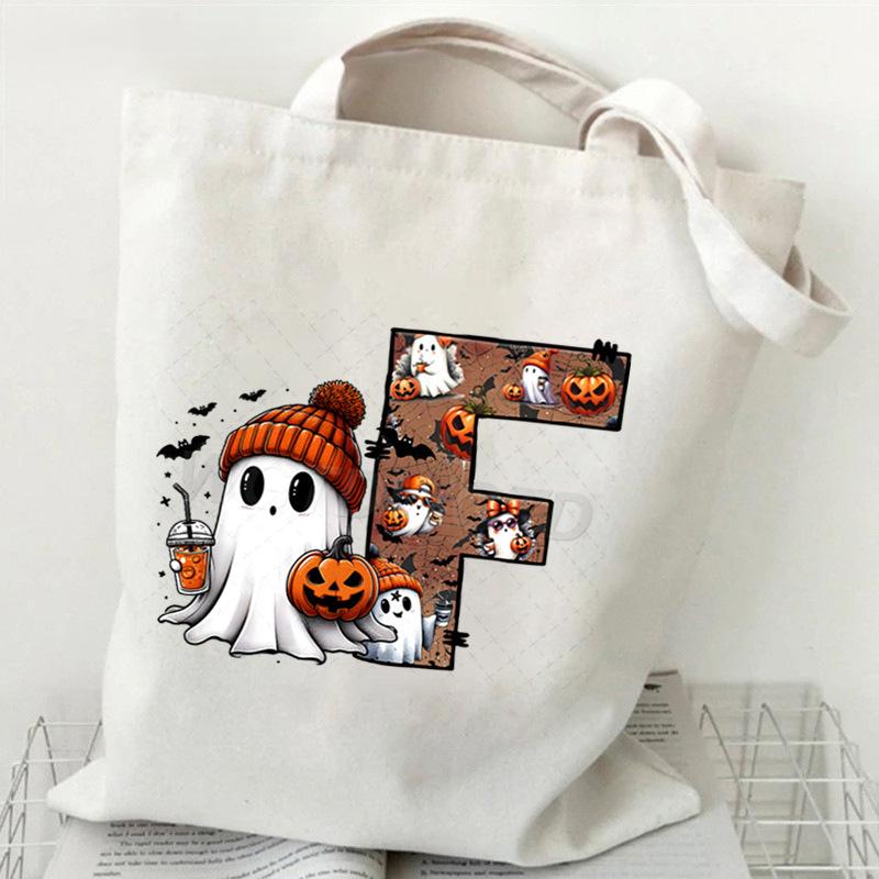 26 Letters Personalized Printing Trend Handbag Commuter Shoulder Bag Canvas Bag