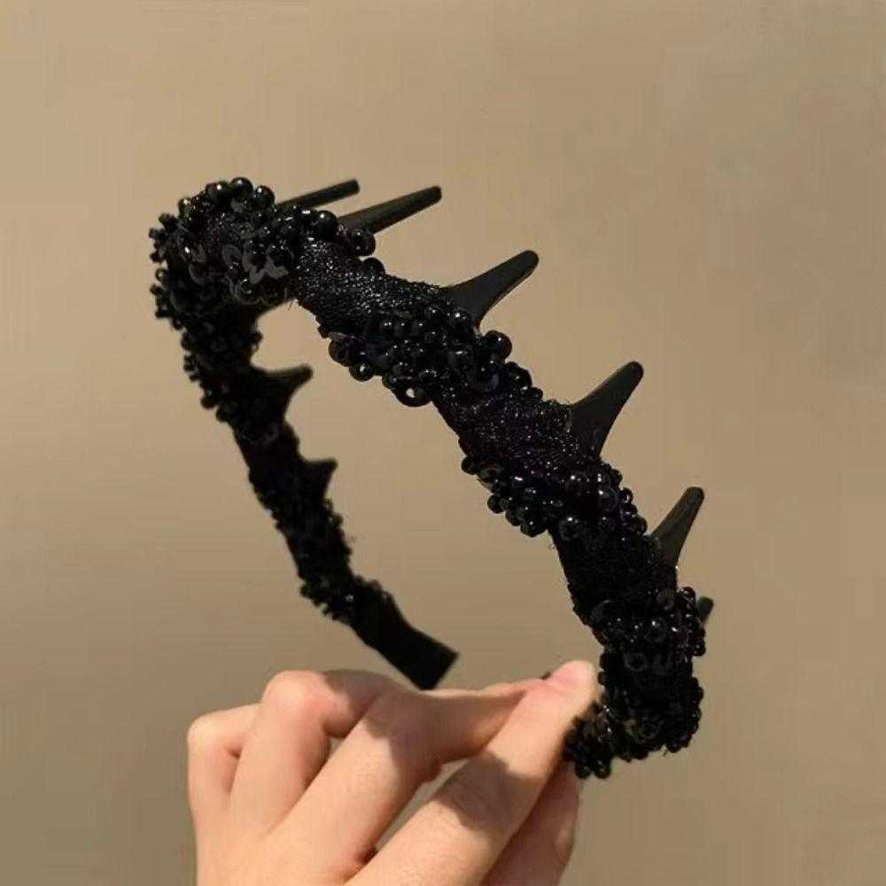 Koreanischer Stil Wellen-Stirnband mit Perlen, gezahnt, rutschfest, Haarreif, Wellen-Haarband mit Zähnen, Make-up