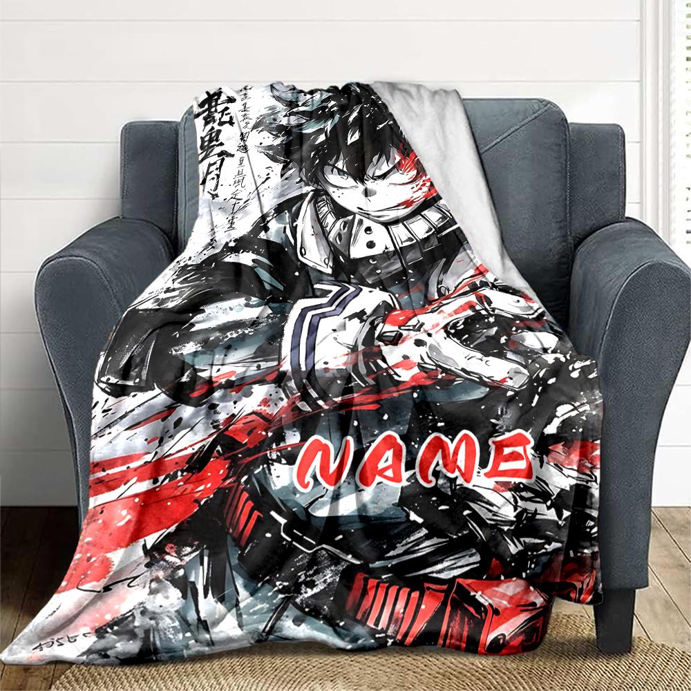 Custom 1pc Midoriya's Dynamic Poses Blanket, Soft And Comfortable Blanket, Casual Warm, Camping Travel Blanket, Birthday Gift Q912104