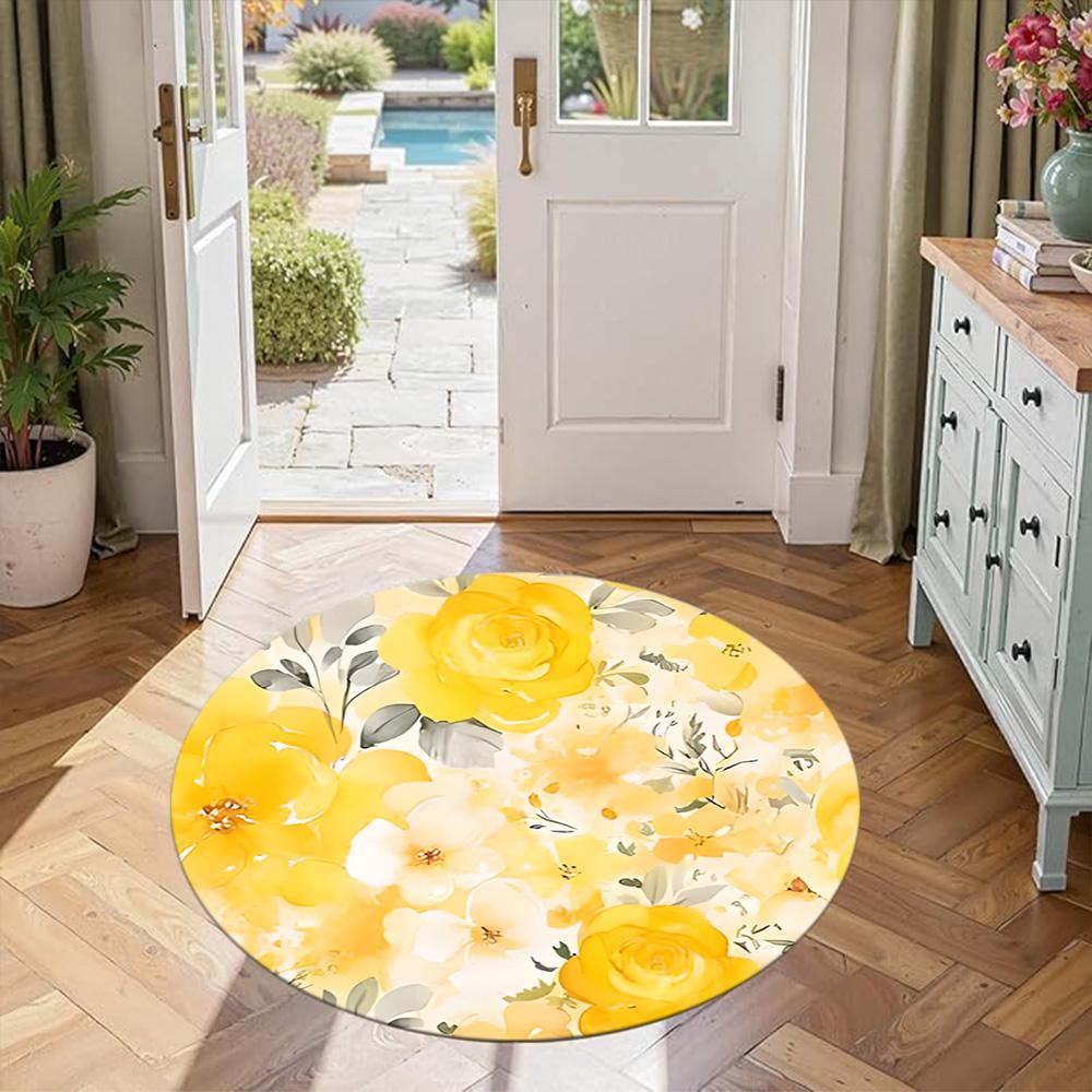 Flower Round Carpet Perfect for Bedrooms Dining Room Hallway Kitchen Anti-slip Round Rug Decorate Offices Perfect Birthday Christmas Gift Idea