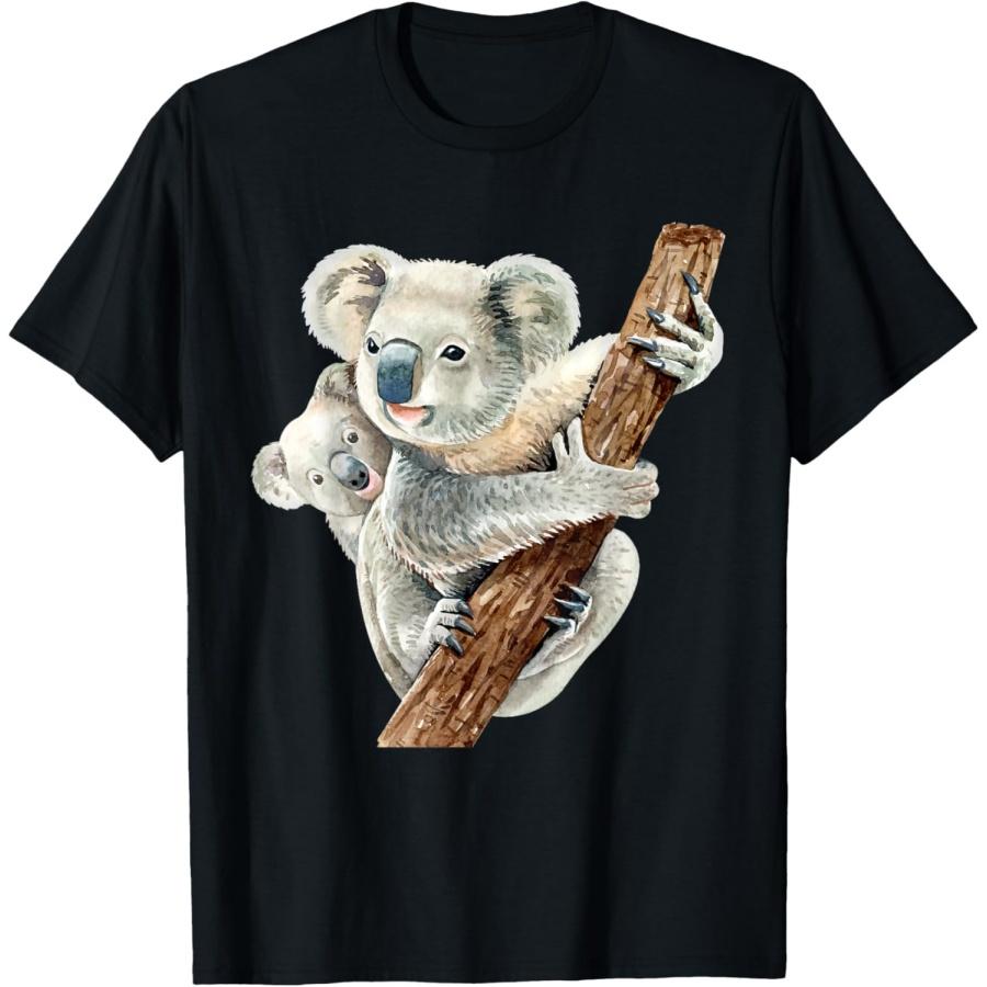 

Cute Koala Bear and Baby Realistic Watercolor T-Shirt XXXXXL чёрный