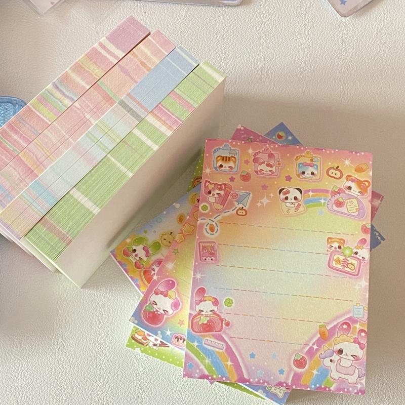 50 Sheets Lovely Rainbow Rabbit Bear Memo Pads To Do List Journal Notepad Kawaii Stationery DIY Material Paper
