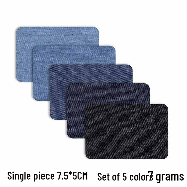 Howling Denim Knee Patches: 5 Color Mix, Embroidered Iron-On, Cuttable Fabric Patches