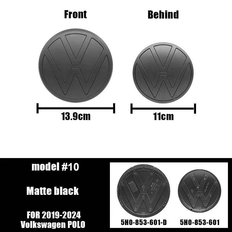 For VOLKSWAGEN VW 2Pcs ABS 139mm 110mm VW Polo Car Front Logo Grille Badge Trunk Badge For Volkswagen Polo 6 2019-2024 Car Repla Zq8