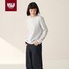 Women's Double Rib Knit Crew Neck Long Sleeve T-Shirt