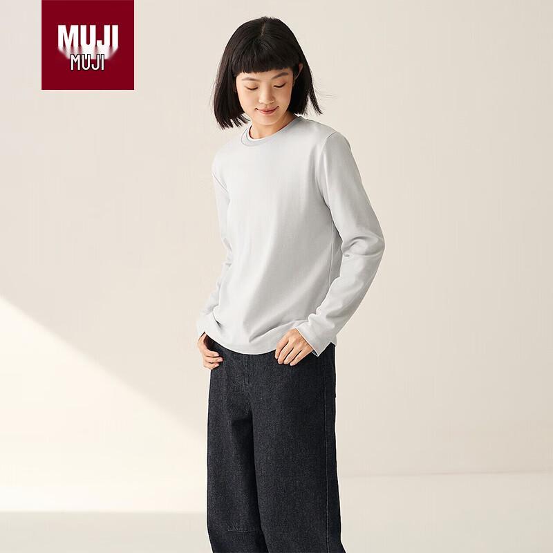 MUJI Women s Double Rib Knit Crew Neck Long Sleeve T-Shirt M