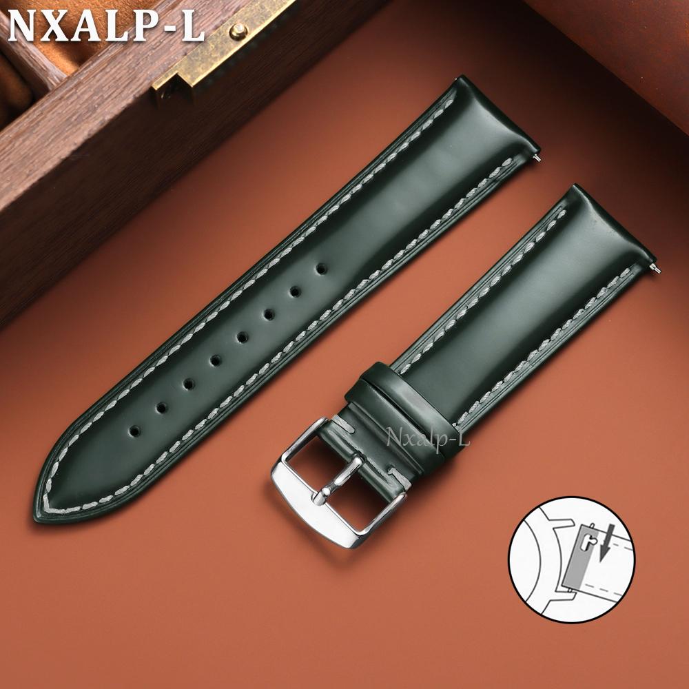 Oiled Leather Strap for Omega for Seiko Watch Band 18mm 19mm 20mm 21mm 22mm Genuine Cowhide Wristband Quick Release Accessories