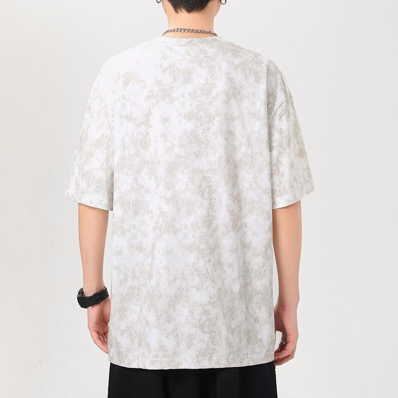 Summer New American Knitted Loose Print Men's T-shirt Short Sleeve