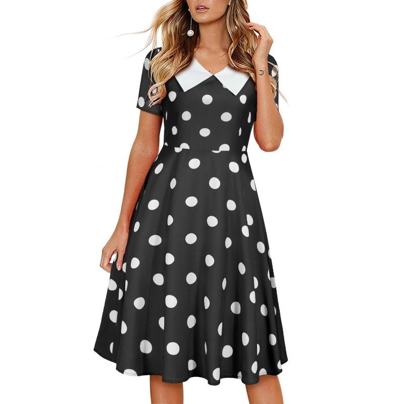 IHUASU Fashion Summer Spring Short Sleeve V-Neck Casual Dresses