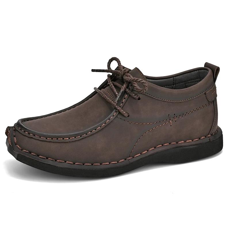 Genuine Leather Mens Casual Shoes Designer Business Work Shoes Brand Comfortable Walking Sneakers Lace Up Sport Shoes Mocassins
