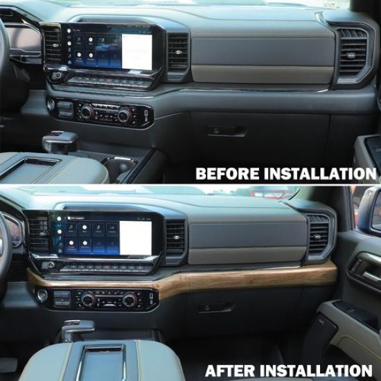 Wood Grain Middle console cover Dashboard Decor Trims For Chevy Silverado +