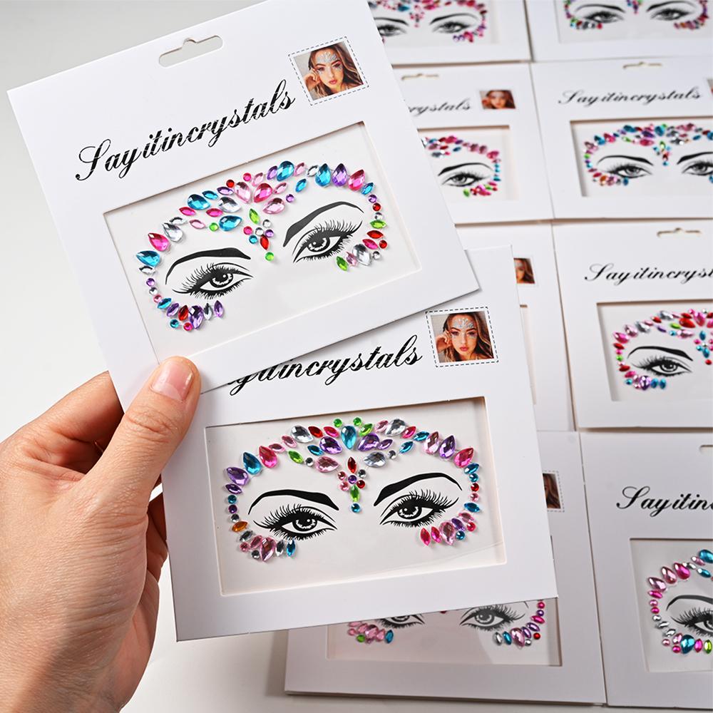 3D Strass Gezichtstattoo Stickers Voor Festival Glitter Make-up Sieraden Sticker Op Gezicht Kristallen Edelstenen Juwelen Diamanten Decoratie