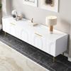 TV Cabinet, Lowboard with Textured Door, TV Furniture, Golden Handles and Golden Feet, 170 L x 35 W x 47.5 H(cm)