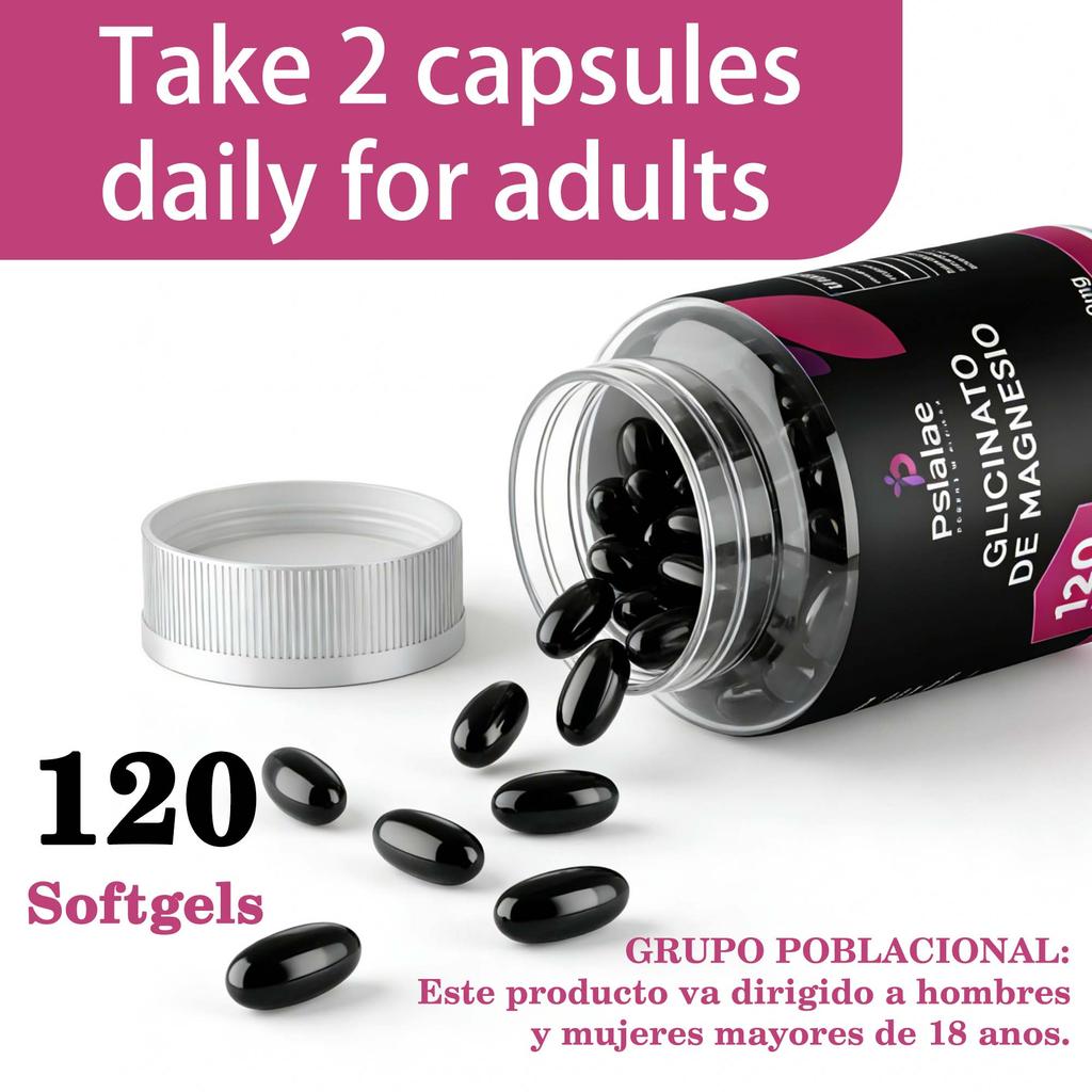Pslalae Magnesium Glycine Capsules, 800mg Magnesium Glycine Extract, All-Natural, Suitable for Adults