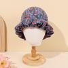 Autumn/winter Warm Handmade Knitted Mixed Color Lotus Leaf Edge Knitted Basin Hat Woolen Fisherman Hat