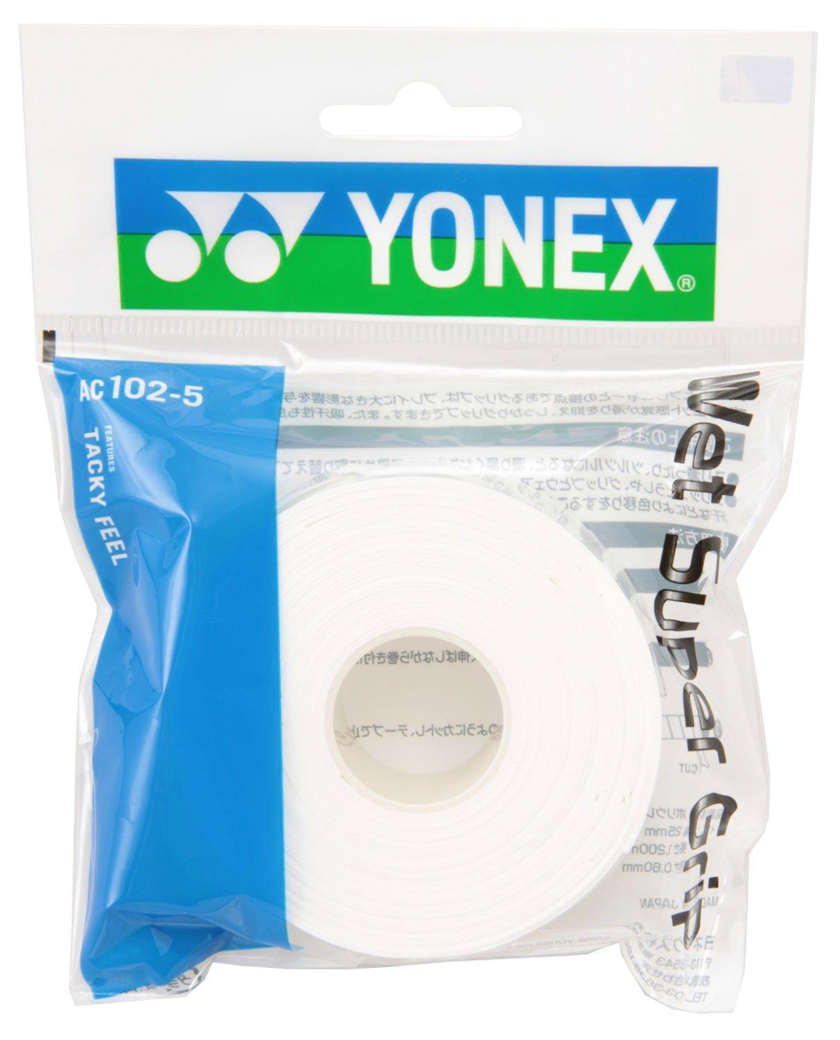 

YONEX Wet Super Grip Tennis and Badminton Grip Tape Refill AC1025 White (5-Pack) білий