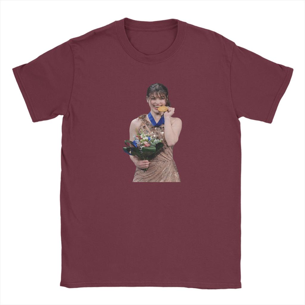Unisexs TShirts Alysa Liu Won Medal Novelty Pure Cotton Tees Short Sleeve T Shirt Round Collar Clothing Plus Size