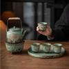 Vintage Kiln-Glazed Ceramic Lotus Pod Teapot Set, Chinese Gongfu Tea Set for Home & Tea Ceremony