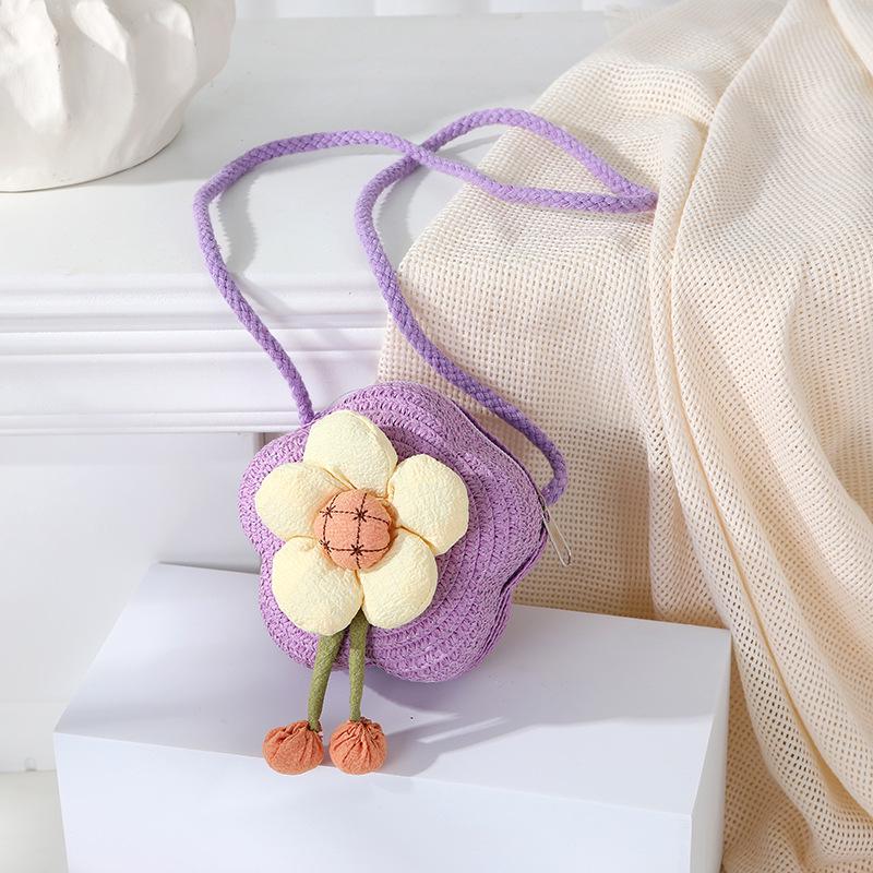 Süße florale Sommer-Strohhut-gewebte Crossbody-Mini-Tasche 2025