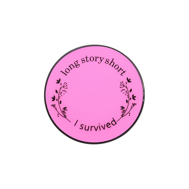 

Modern Pink Geometric Heart Brooch With Motivational English Quote Unique Alloy Accessory For Unisex QHXZ1684